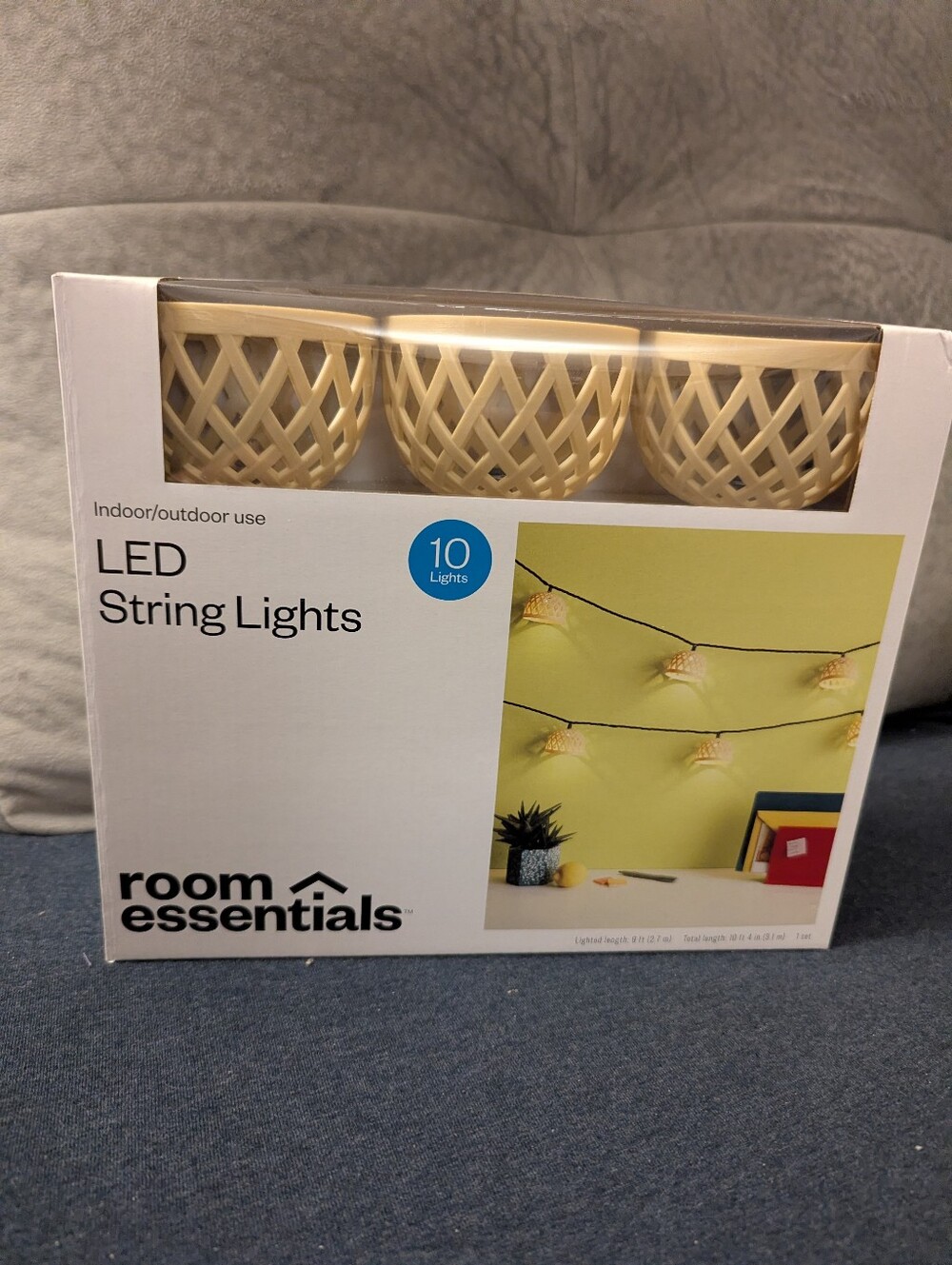 Room Essentials cream basket LED string lights